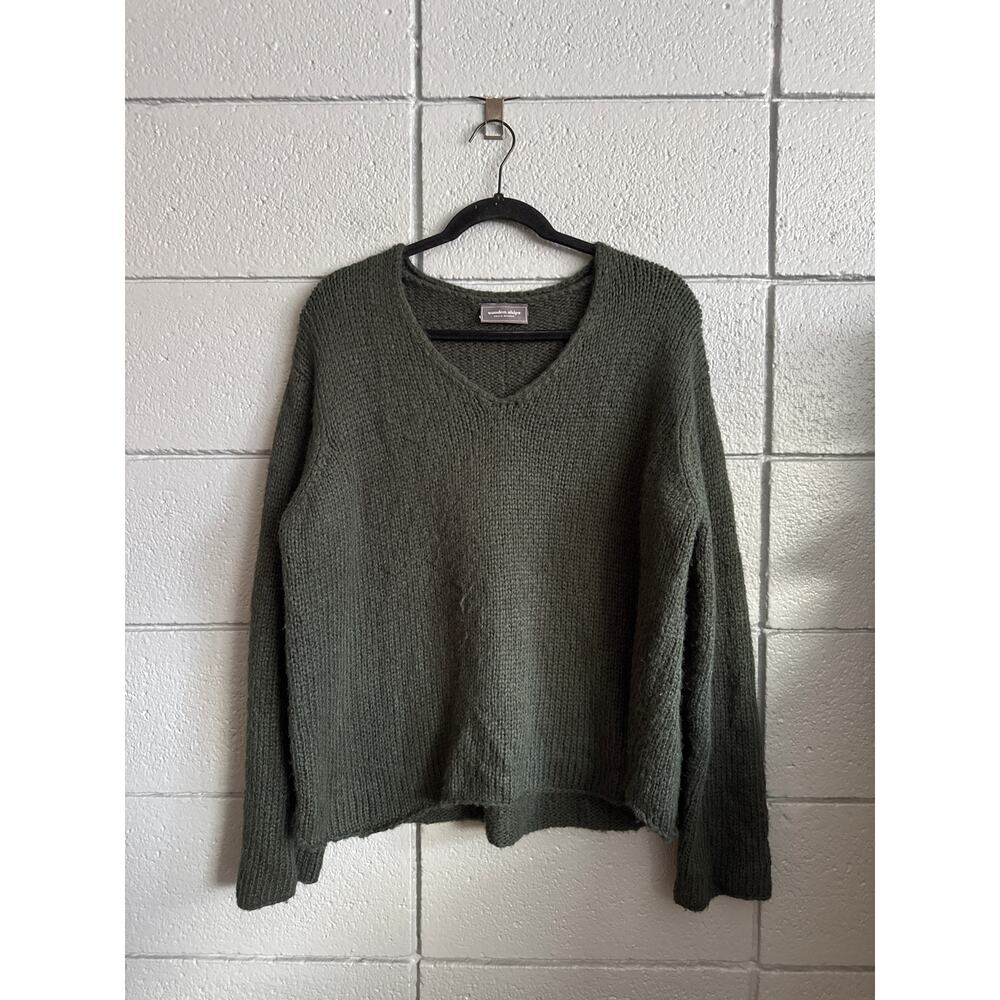 Wooden Ships Chunky V Neck Mohair Wool Blend Sweater size M/L